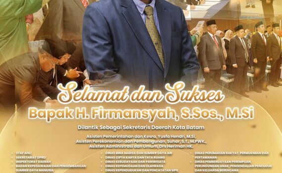 H. Firmansyah, S.Sos., M.Si. Resmi Dilantik Sebagai Sekretaris Daerah Kota Batam