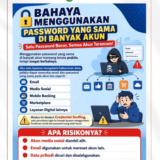 Bahaya Menggunakan Password yang Sama di Banyak Akun.🔐 Satu Password Bocor, Semua Akun Terancam