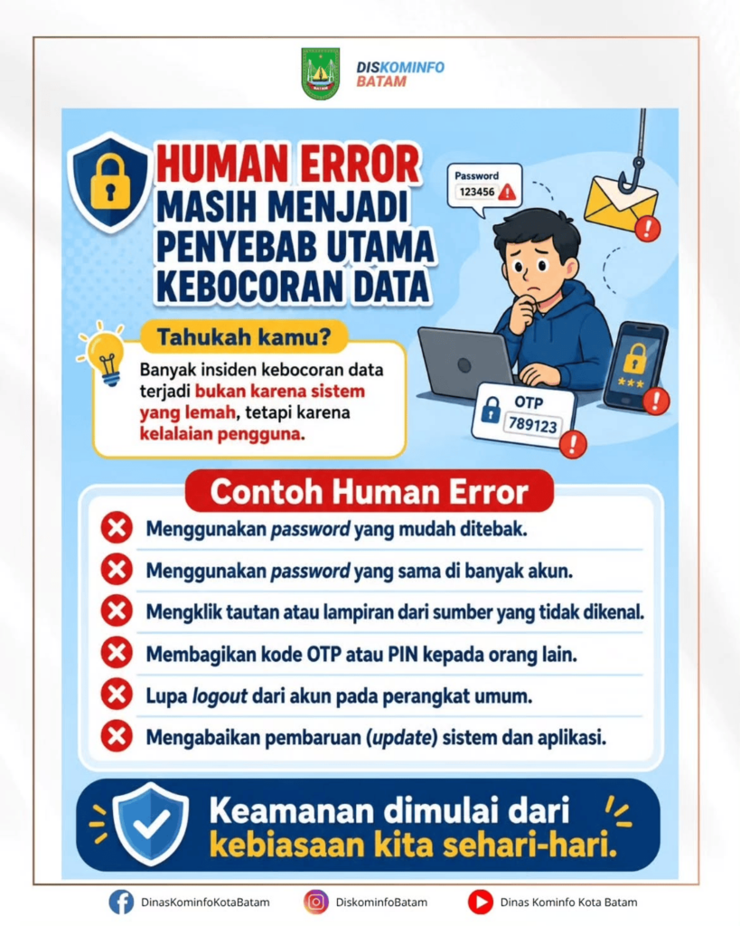 🔐 Human Error Masih Menjadi Penyebab Utama Kebocoran DataTahukah kamu Banyak insiden kebocoran